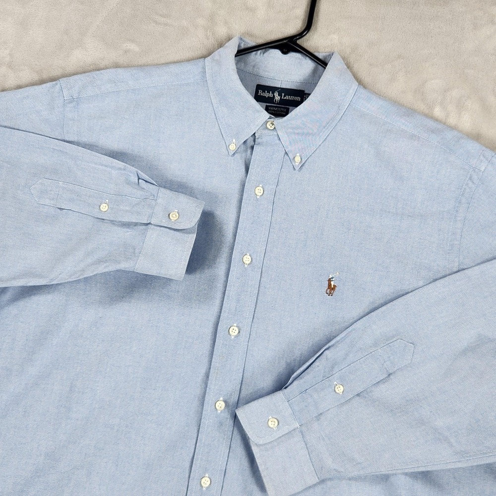 Ralph Lauren Yarmouth Shirt Mens XL Blue Oxford Long Sleeve Button Down Pony
